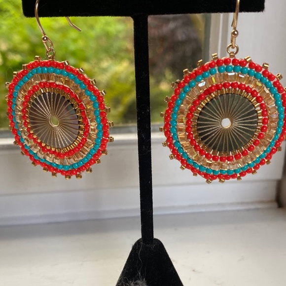 Anthropologie Rush Beaded Hoop Earrings